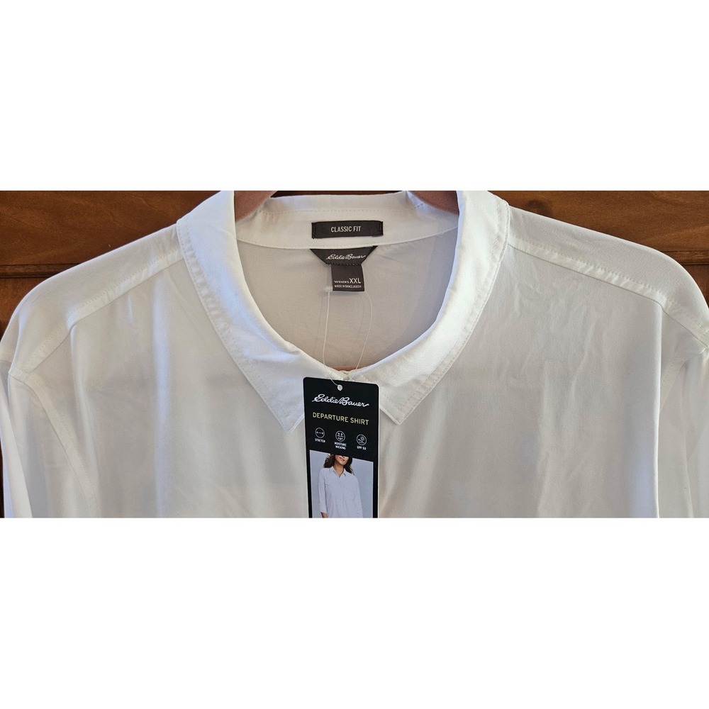 Eddie Bauer Women's Departure Long-Sleeve Button White Travel Shirt XXL 2XL‎ NWT - Picture 3 of 5